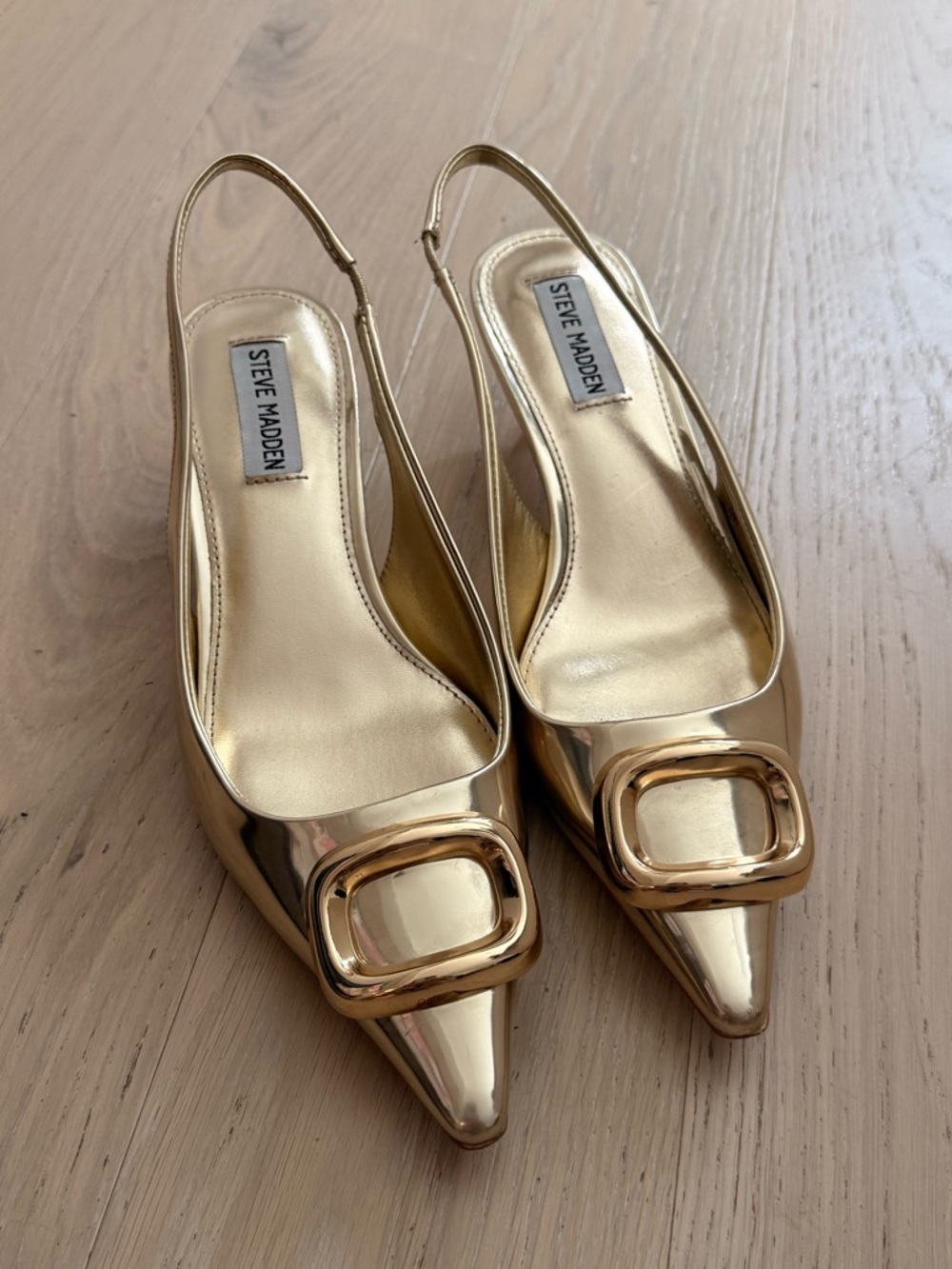 Steve Madden gold sling back heels